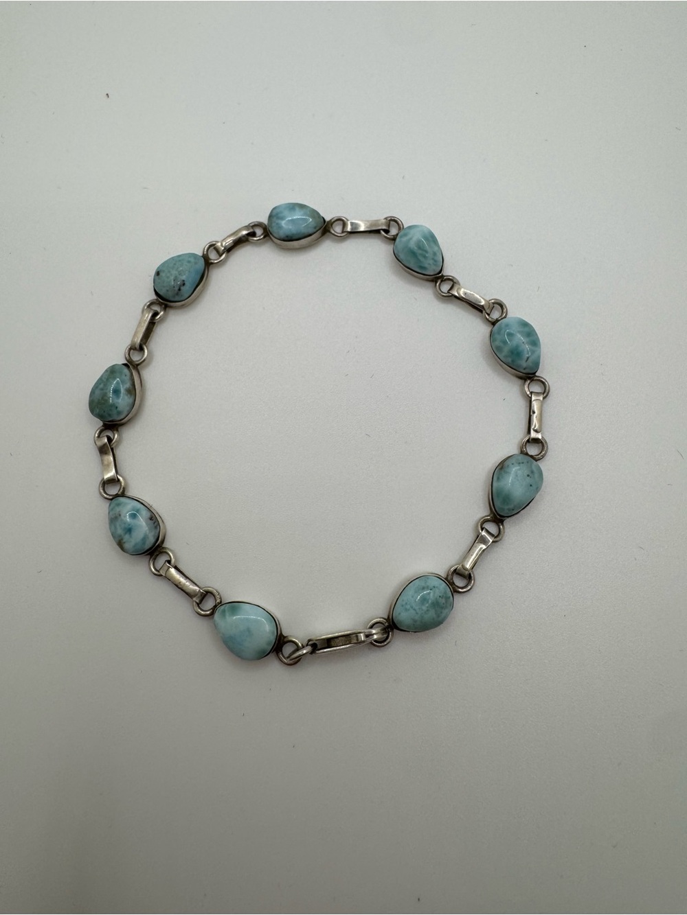 Sterling Silver Larimar Link Bracelet - Light Blue